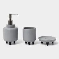 Аксессуары для ванной SAVANNA, 3 предмета, дозатор для мыла 390 мл, стакан 300 мл, мыльница, серые