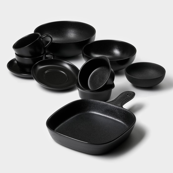 Набор салатников керамических Magistro Carbon, 3 предмета: d=11/16/19,5 см, 250/650/1,2 л Набор салатников керамических Magistro Carbon, 3 предмета: d=11/16/19,5 см, 250/650/1,2 л