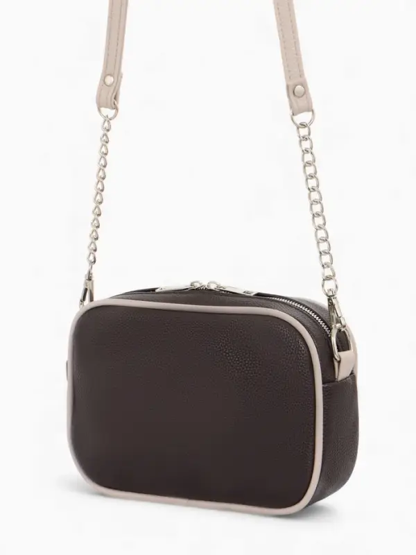 Сумка женская кросс-боди TEXTURA на молнии, 27&times;6&times;19 см, тёмно-коричневая