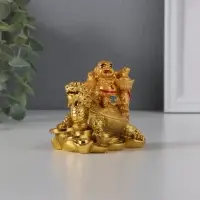 Нэцкэ фигурка &laquo;Хотей на драконочерепахе&raquo;, 7.5&times;7.5 см, под золото