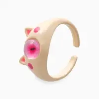 Кольцо &laquo;Монстрик&raquo;, кот, розовое, безразмерное