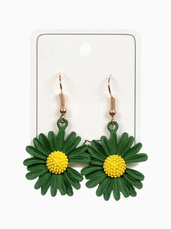Серьги металл &laquo;Яркость&raquo;, ромашки, жёлто-зелёные
