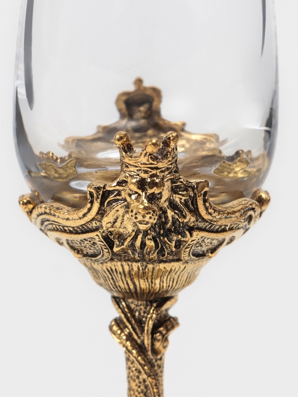 Рюмки для водки "Царь зверей", подарочный набор на 3 персоны, рюмка 50 мл, золото