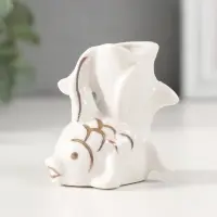 Фигурка керамика подставка д/зубочисток &laquo;Белая рыбка&raquo;, с золотом, 5.2&times;4&times;5.5 см