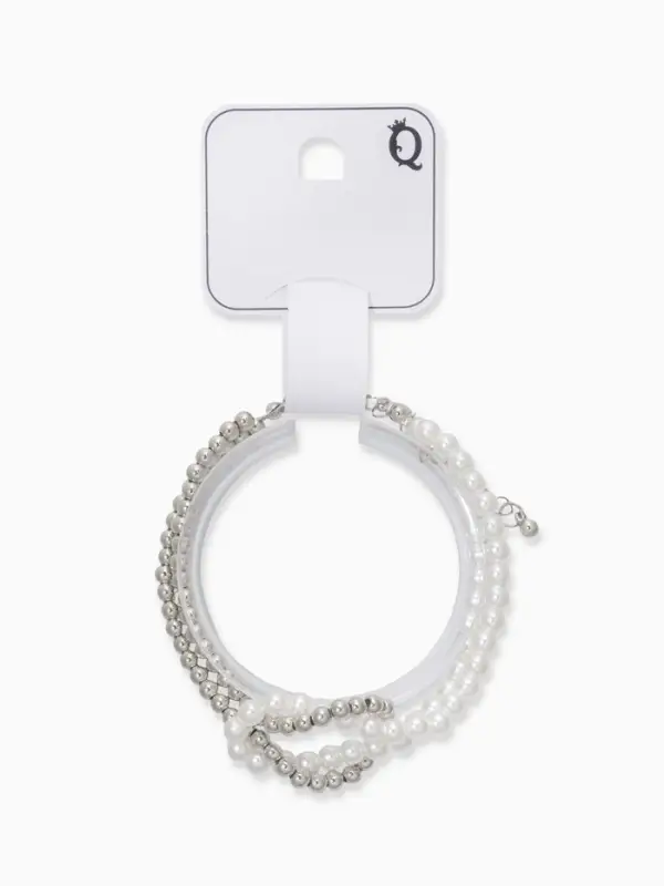 Браслет жемчужный "Узел", цвет белый в серебре 17+5см, бусина 6