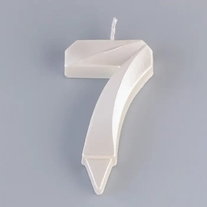 Свеча в торт «Грань», цифра 7, жемчужный, 6.5 см