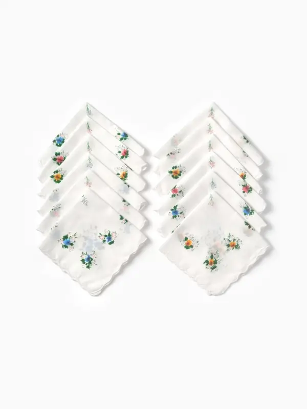 Платки носовые женские Экономь и Я  Платки носовые женские Экономь и Я "Полянка" 30*30 см, (набор 12 шт), рис. МИКС,100% пэ