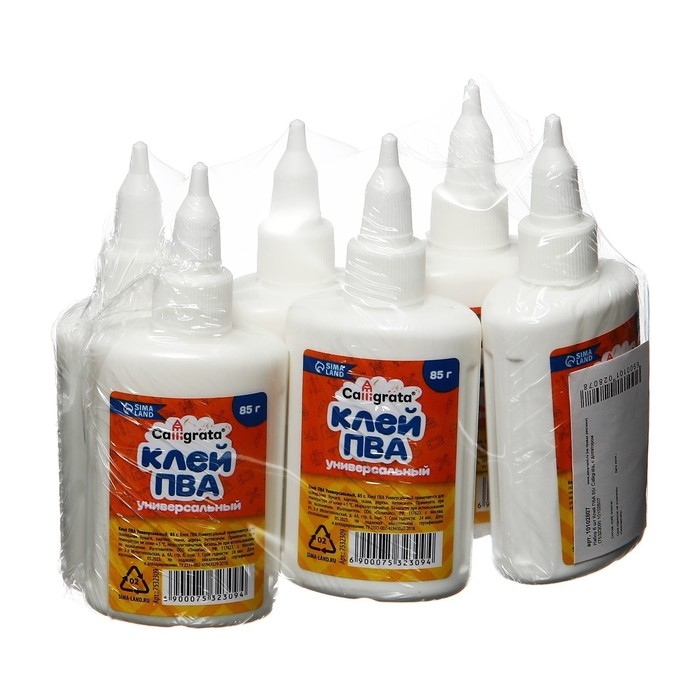 Клей ПВА Calligrata, с дозатором, набор из 6 шт по 85 грамм Клей ПВА Calligrata, с дозатором, набор из 6 шт по 85 грамм