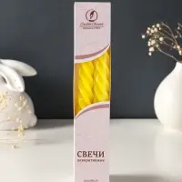 Набор свечей витых, 2.3&times;24.5 см, 5 ч, 50 г, 2 шт., жёлтый, в подарочной коробке