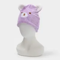 Чалма для сушки волос Доляна &laquo;Медвежонок&raquo;, микрофибра, фиолетовая