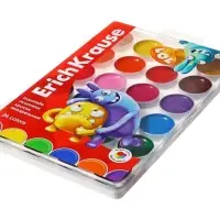 Акварель ErichKrause Jolly Friends, 24 цвета, матовые насыщенные цвета, пластиковая коробка с европодвесом