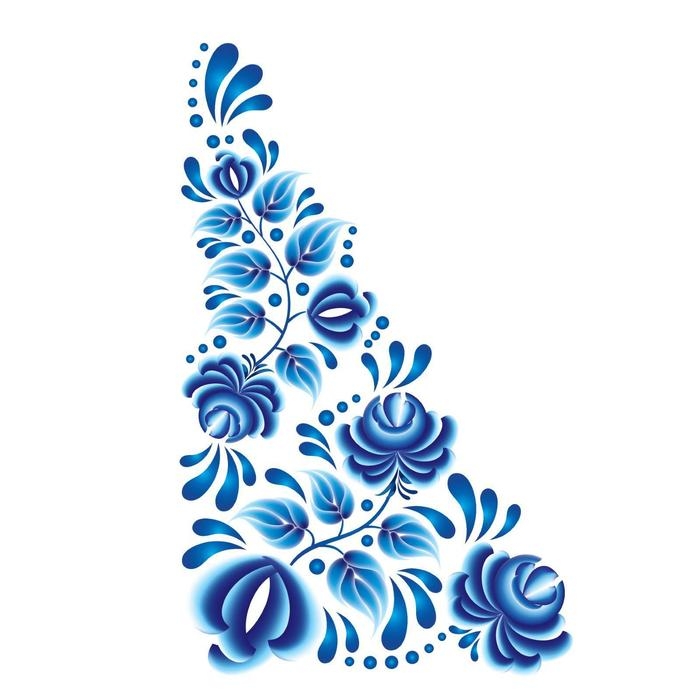 Термотрансфер «Гжель цветы», уголок справа, 20 х 35 см, набор 10 шт. Термотрансфер «Гжель цветы», уголок справа, 20 х 35 см, набор 10 шт.