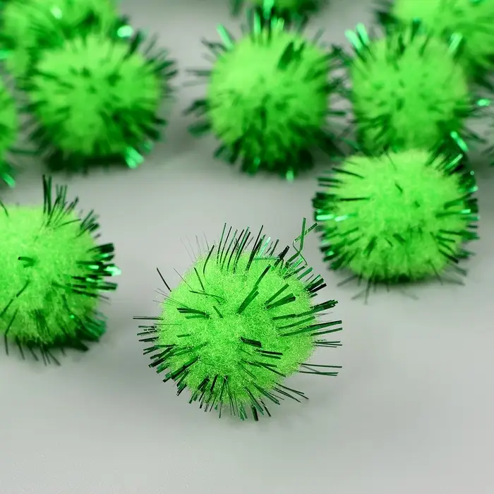 Детали для декора «Бомбошки с блеском», набор 50 шт., размер 1 шт. — 1,5 см, цвет зелёно-золотой