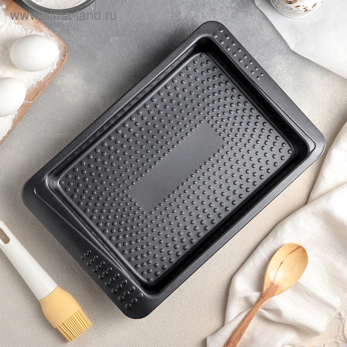 Противень Доляна «Прямоугольник. Вдохновение», 33×21,5×4 см, антипригарное покрытие, цвет чёрный Противень Доляна «Прямоугольник. Вдохновение», 33×21,5×4 см, антипригарное покрытие, цвет чёрный
