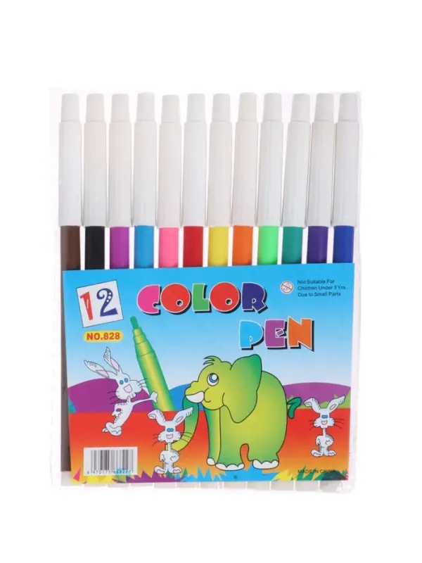 Фломастеры 12 цветов, невентилируемый колпачок, блистер