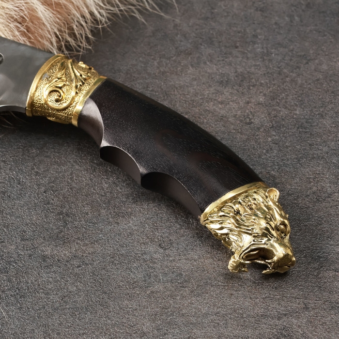 Нож кавказский Нож кавказский "Ягуар" с ножнами, гарда - латунь, сталь - 65х13, рукоять - граб