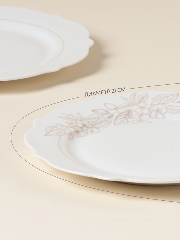 Тарелки SL Home «Аманде», d=21 см, набор 2 шт, фарфор, белые Тарелки SL Home «Аманде», d=21 см, набор 2 шт, фарфор, белые