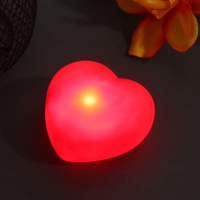 Ночник Ночник "Сердце" (Береги свое сердце) LED 2хLR44 7х7х3.5см