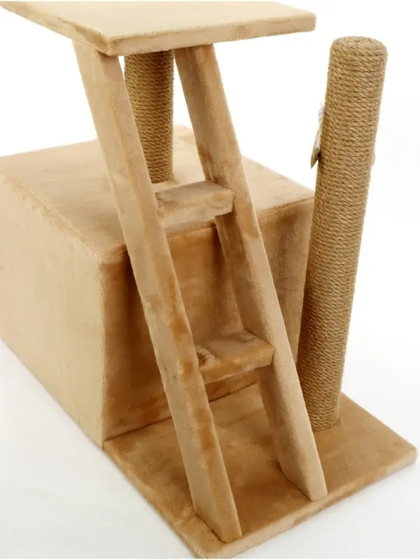 Домик для кошек с когтеточкой &laquo;Домосед&raquo;, с лестницей и площадкой, 60&times;35&times;56 см, бежевый