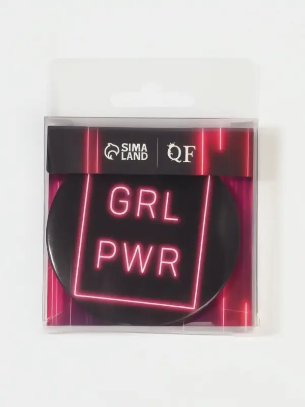 Зеркало карманное GRL PWR, d=7 см, PVC - коробка, чёрное