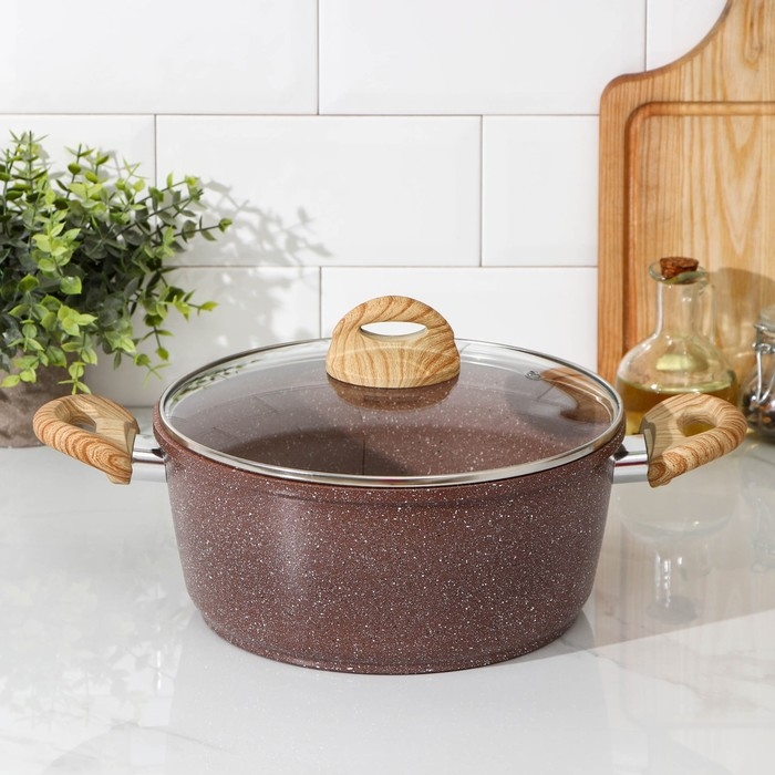 Кастрюля Доляна «Брауни», 4 л, d=20 см, h=11,5 см, стеклянная крышка, антипригарное покрытие, индукция Кастрюля Доляна «Брауни», 4 л, d=20 см, h=11,5 см, стеклянная крышка, антипригарное покрытие, индукция