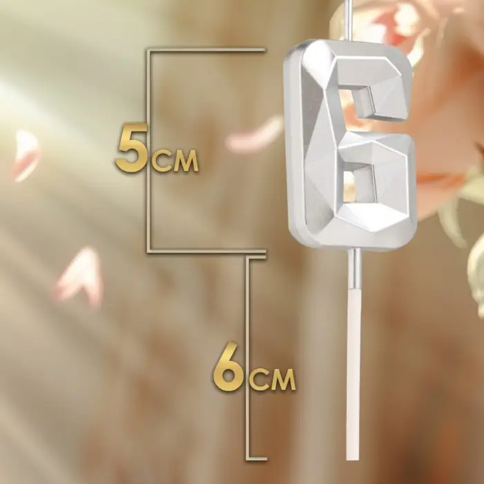 Свеча в торт на шпажке «Алмаз», цифра 6, серебряная, 5×2.6 см Свеча в торт на шпажке «Алмаз», цифра 6, серебряная, 5×2.6 см