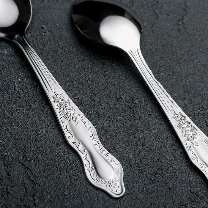 Ложка чайная «Славяна», h=14,5 см, толщина 1,2 мм, цвет серебряный Ложка чайная «Славяна», h=14,5 см, толщина 1,2 мм, цвет серебряный