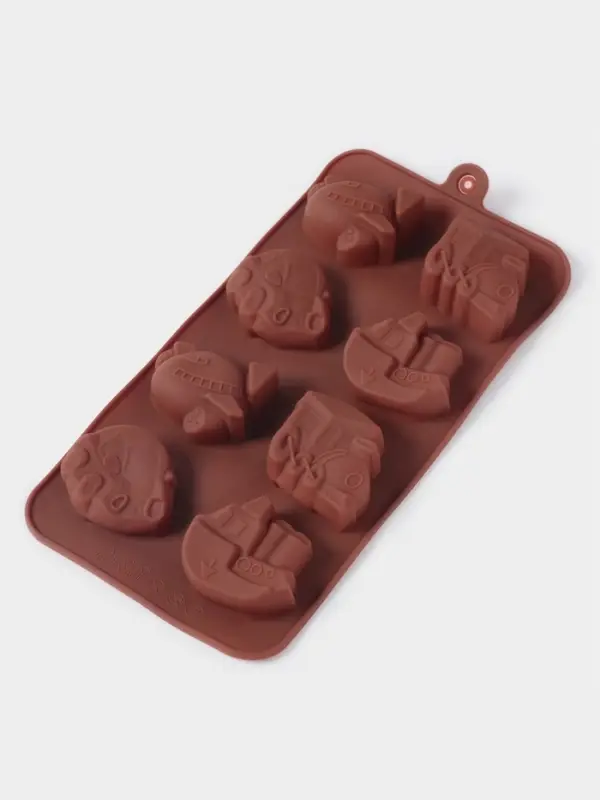 Форма для мармелада и шоколада Доляна &laquo;Машинки&raquo;, силикон, 21&times;11 см, 8 ячеек (4.3&times;3.5 см), коричневая