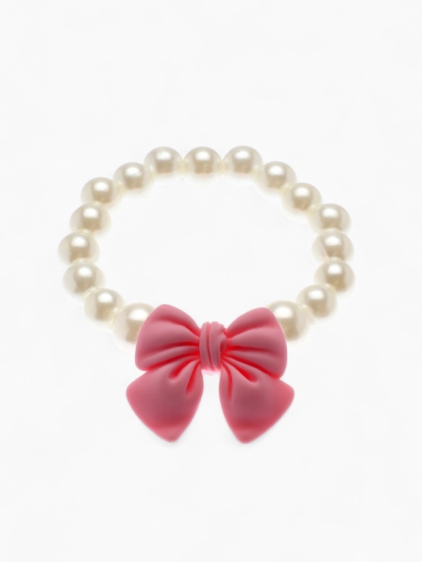 Набор детский Выбражулька «Бант», 4 предмета: кулон, браслет, кольцо, клипсы, бело-розовый Набор детский Выбражулька «Бант», 4 предмета: кулон, браслет, кольцо, клипсы, бело-розовый