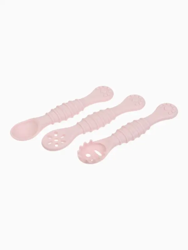 Ложка детская для прикорма, силикон, набор 3 шт., розовый M&B