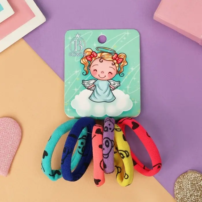 Резинка для волос  Резинка для волос "Ангелочек" (набор 6 шт) желание, 4 см