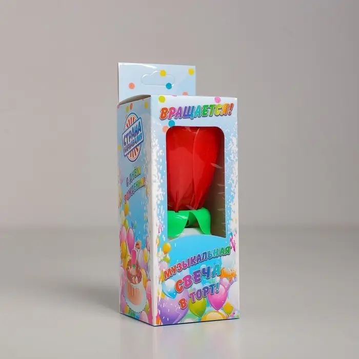 Свеча для торта музыкальная &laquo;Тюльпан&raquo;, крутящаяся, красная, 14.5&times;6 см