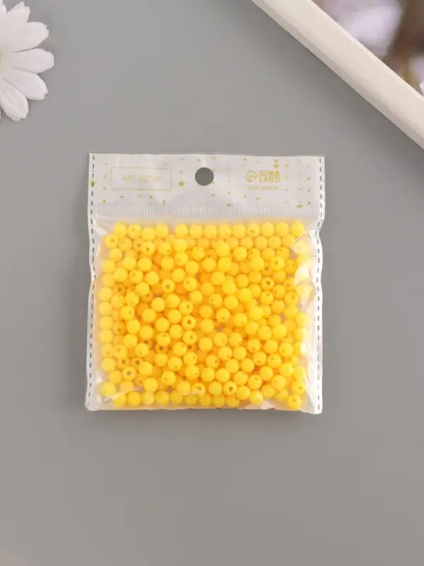Бусины пластик Бусины пластик "Светло-жёлтые" глянец набор 25 гр d=0,6 см