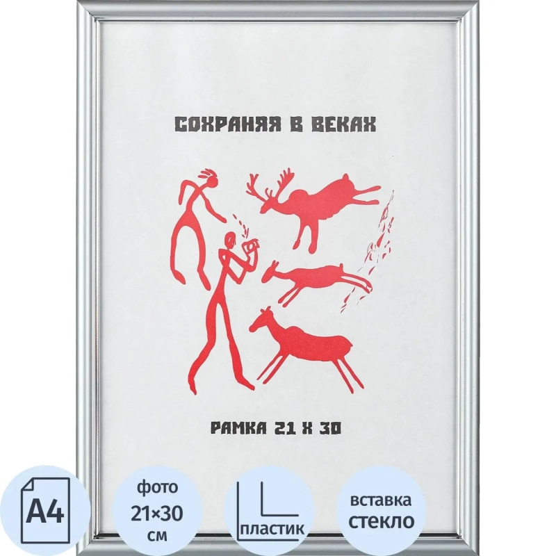 Рамка пластиковая 591 21x30 (A4) серебро