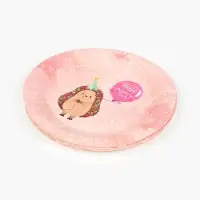 Тарелка одноразовая бумажная «Желаю счастья, ёжик», розовая, 18 см