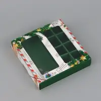 Коробка подарочная для 8 конфет и шоколад &laquo;Новогодняя почта&raquo;, 17.7&times;17.8&times;3.8 см
