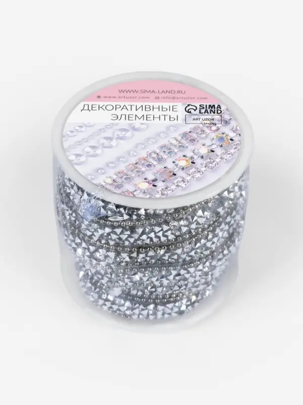 Стразы и бусины термоклеевые, 10 мм, 4.5&plusmn;0.5 м, цвет серебряный