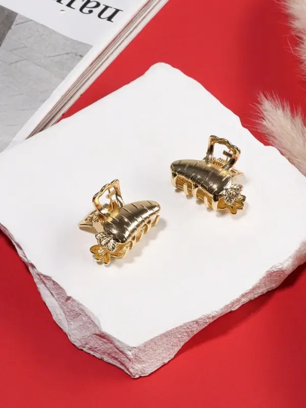 Крабики для волос QF &laquo;Авиталь&raquo;, набор 2 шт., морковка, 2.5 см, золотистый