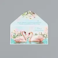 Конверт для денег &laquo;С Днем Свадьбы&raquo;, лебеди, 16,5 х 8 см