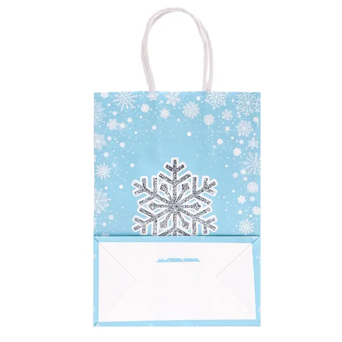 Пакет бумажный подарочный новогодний крафт «Ледянная снежинка» 15×21×8 см Пакет бумажный подарочный новогодний крафт «Ледянная снежинка» 15×21×8 см
