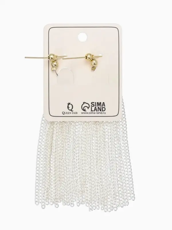 Серьги металл &laquo;Цепи&raquo;, сборка, цвет серебряно-золотой, 8 см