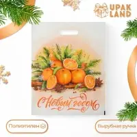 Пакет «Мандаринки с новым годом», полиэтиленовый с вырубной ручкой, 38×47 см