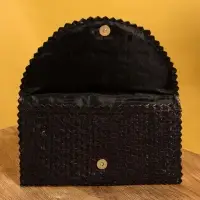 Сумка клатч плетёная из пальмового листа, 28×16×2 см, чёрная Сумка клатч плетёная из пальмового листа, 28×16×2 см, чёрная