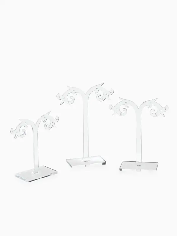 Подставка под серьги &laquo;QF. Ажурная&raquo;, набор 3 шт. h=8.5, 10, 12 см, прозрачная