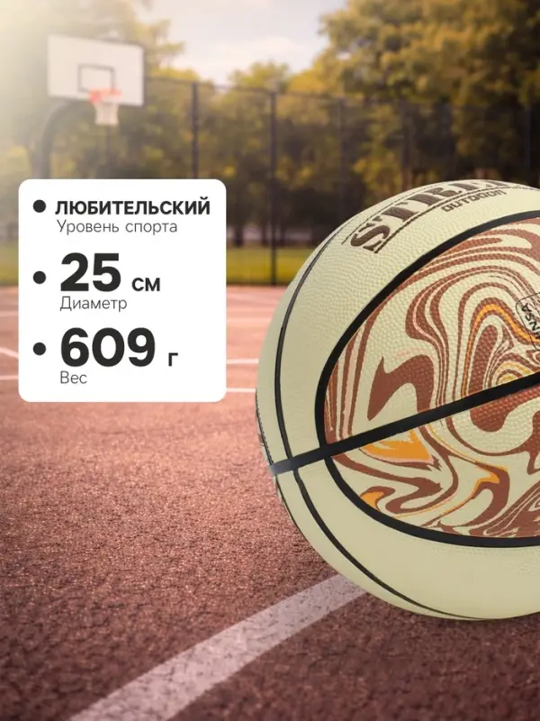 Мяч баскетбольный MINSA Street, клееный, 8 панелей, р. 7, PVC, бутиловая камера