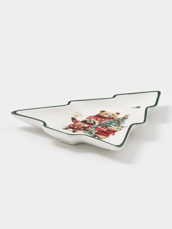 Тарелка сервировочная Доляна «Новогодние животные», 23×20×2.2 см, доломит, белая Тарелка сервировочная Доляна «Новогодние животные», 23×20×2.2 см, доломит, белая