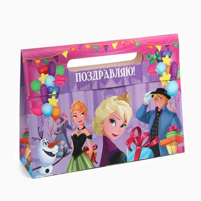 Пакет подарочный-коробка, подарочная упаковка &laquo;Поздравляю!&raquo;, 40&times;30&times;12 см, Холодное сердце