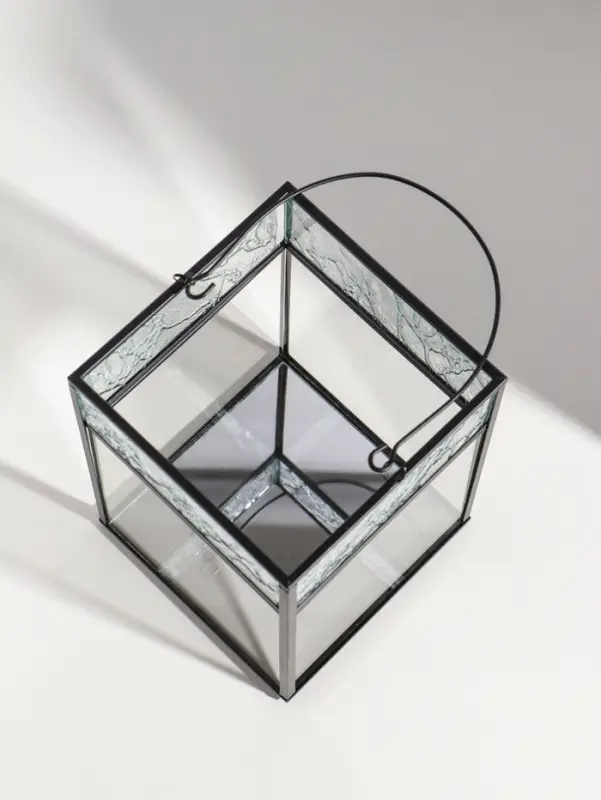 Подсвечник стекло, металл "Следы от листьев" прозрачный 13,5х13х19,4 см