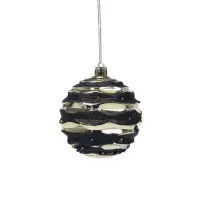 Ёлочные шары новогодние &laquo;Савьер&raquo;, набор 12 шт., d=8 см, чёрно-золотой