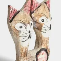 Сувенир интерьерный &laquo;Сиамские кошечки&raquo;,12&times;3&times;30 см, дерево, цв. красный